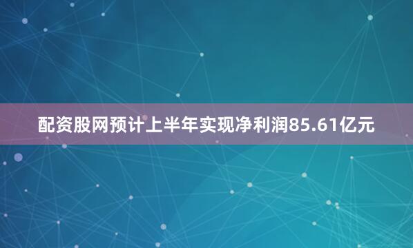 配资股网预计上半年实现净利润85.61亿元