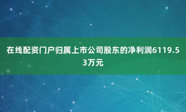 在线配资门户归属上市公司股东的净利润6119.53万元